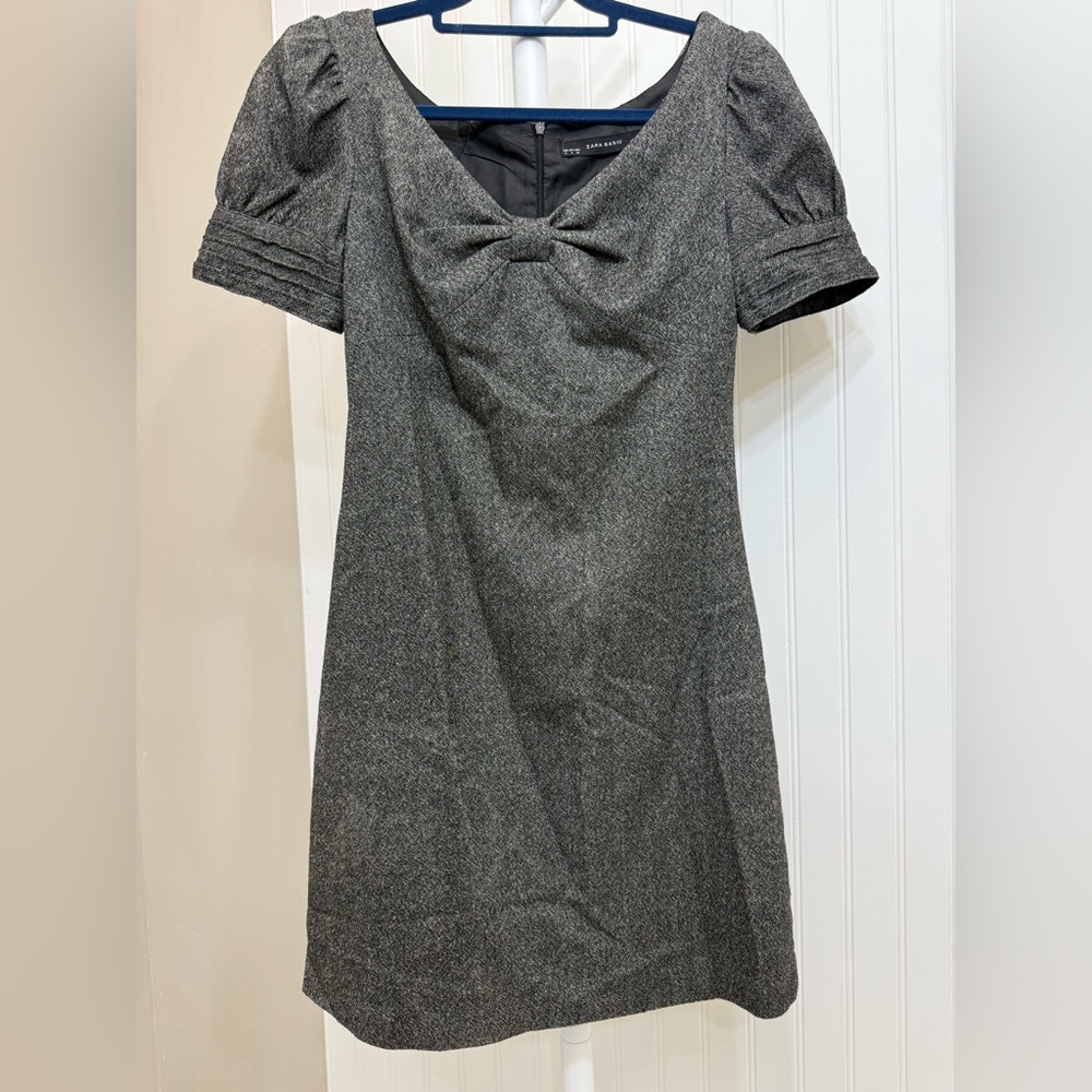 Zara Black Sheath Dress with Puff Sleeves